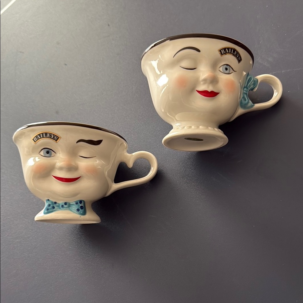 Baileys Winking Face Mug or Teacup Set. His & her. 😉